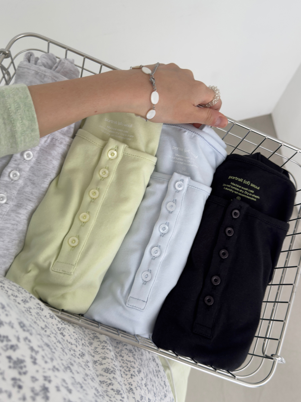Portrait Seoul Breeze CottonModal Button T-shirts 26-TOP-003