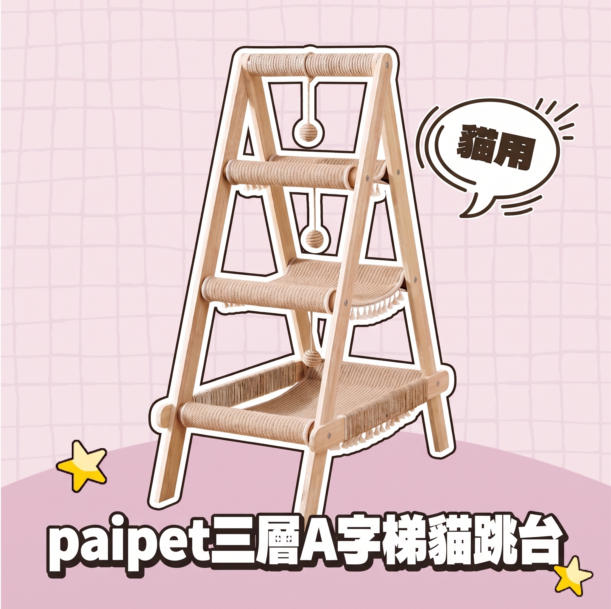 【批發專區】paipet｜三層A字梯貓跳台