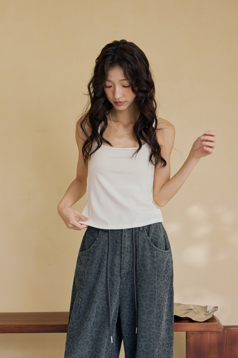 方領坑條背心小可愛