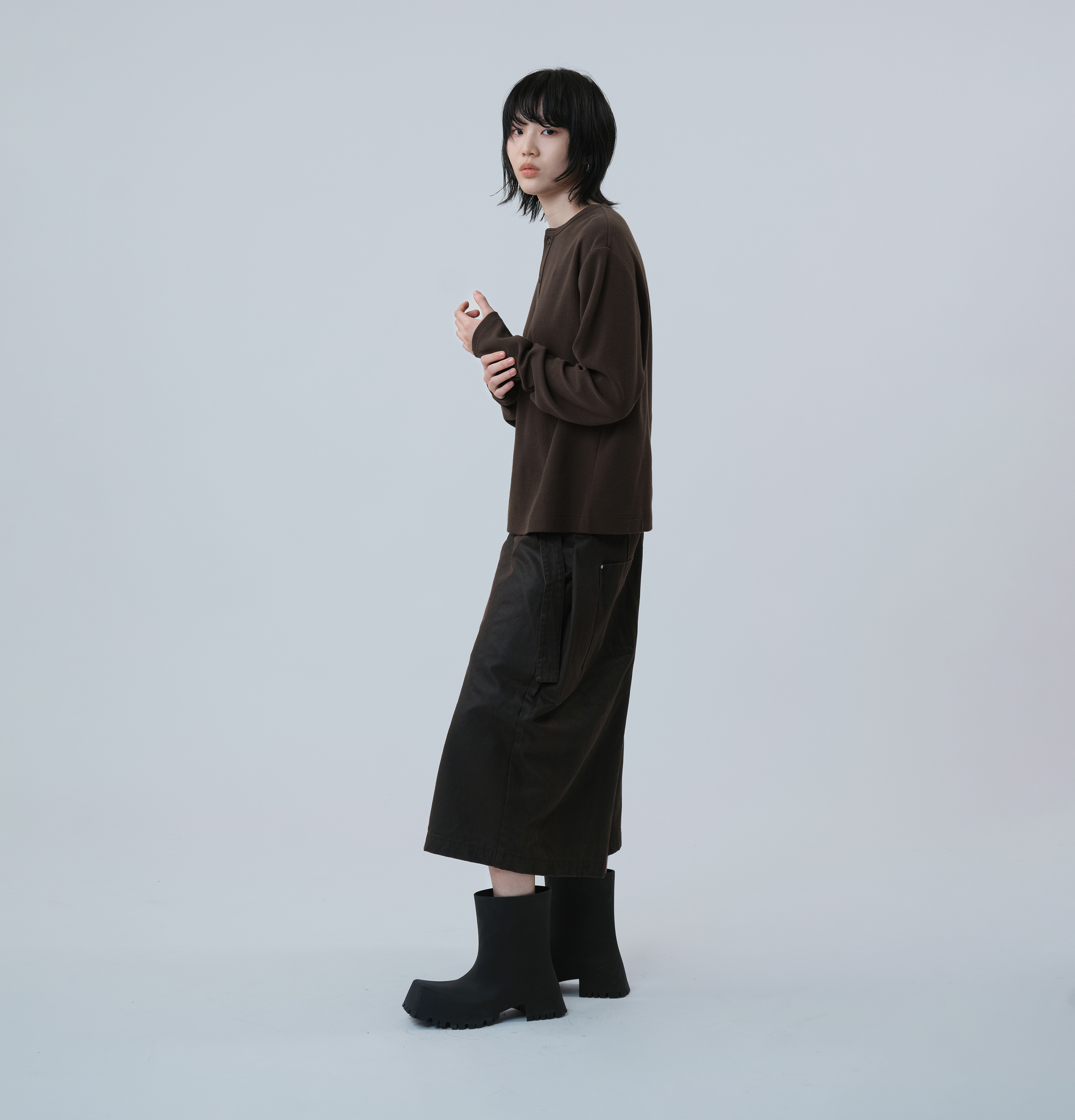 MELSIGN - MEL.Henley L/S Tee - Brown
