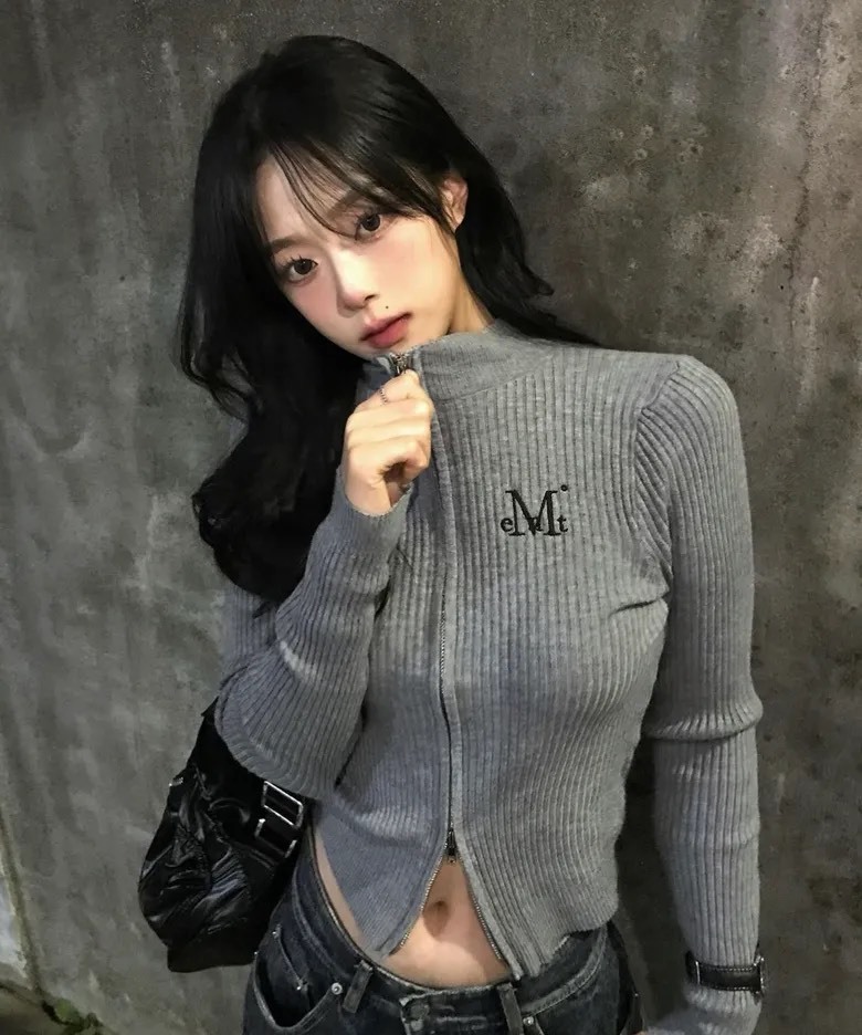Mucent Orchid Crop 羅紋 短版 針織 拉鍊外套 四色
