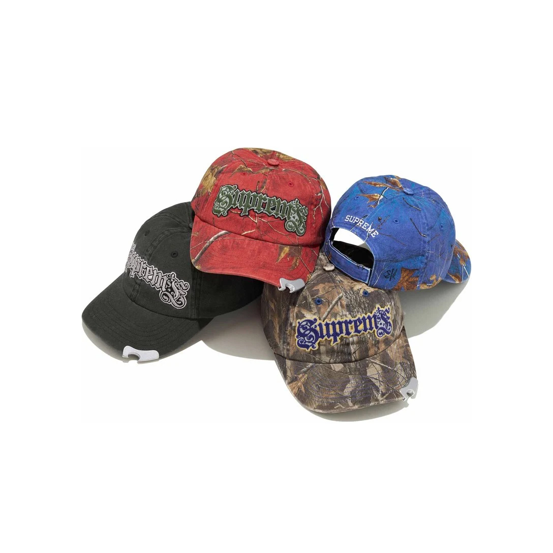 -(B06)-SUPREME BOTTLE OPENER 6-PANEL 開瓶器 做舊六分割帽 黑/紅/藍/落葉-FW26H42