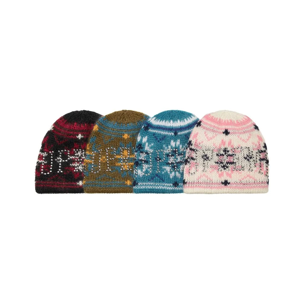 -(B04)-SUPREME STUDDED FAIR ISLE BEANIE 針織 卯釘 毛帽 冷帽-FW26BN38