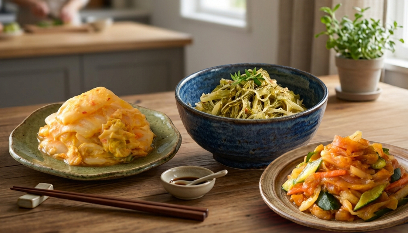 協發行泡菜產品黃金泡菜、黃金海帶絲、偷心海蜇,居家餐桌盤裝。