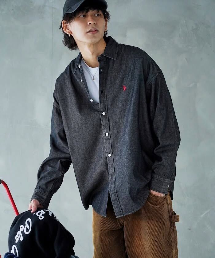 U.S. POLO ASSN. x Publux 單點刺繡牛仔襯衫 日系選品