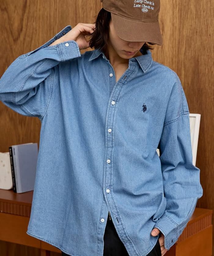 U.S. POLO ASSN. x Publux 單點刺繡牛仔襯衫 日系選品