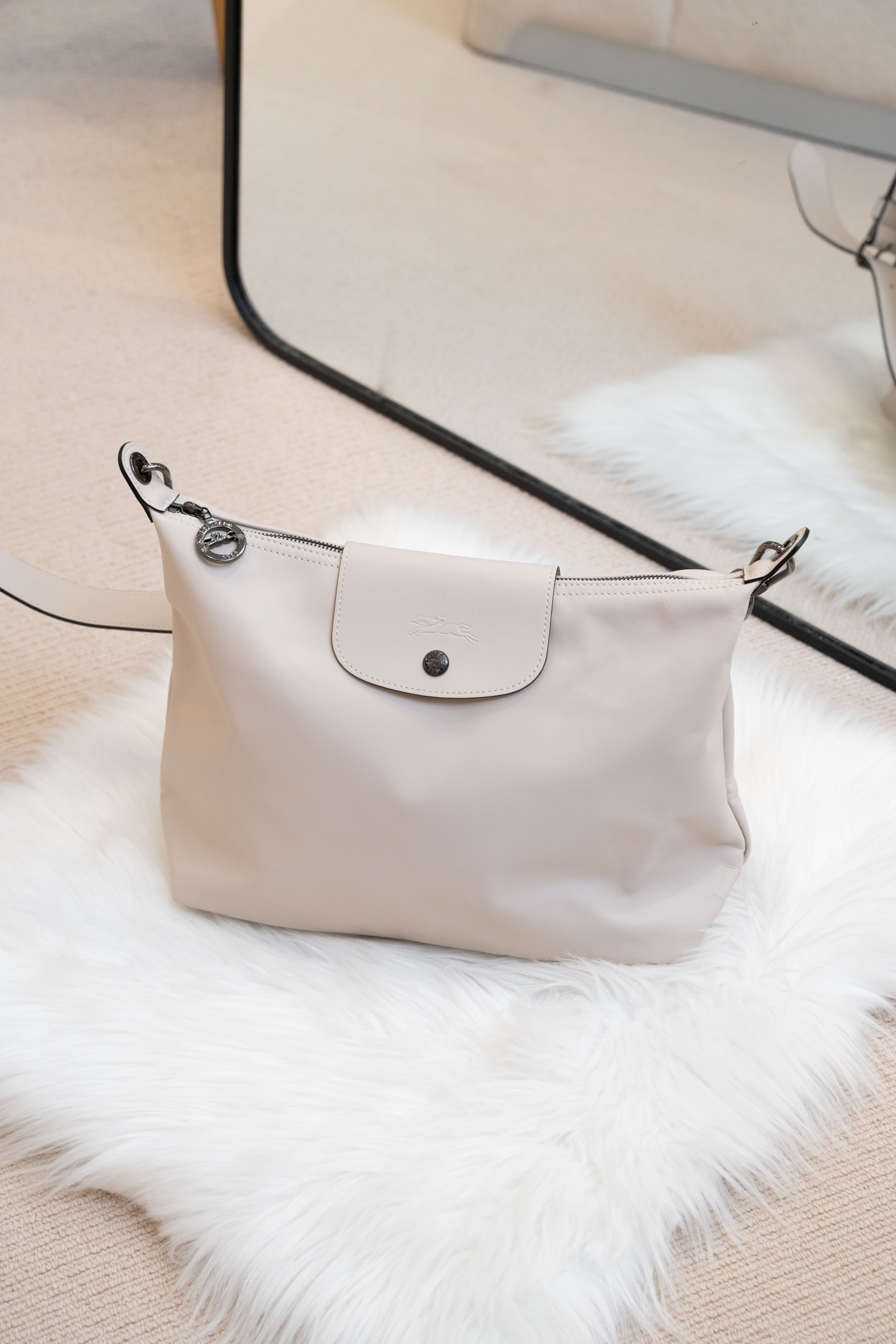 Longchamp Le Pliage Xtra Leather Hobo Medium Celadon 白紙色 單肩包 中號