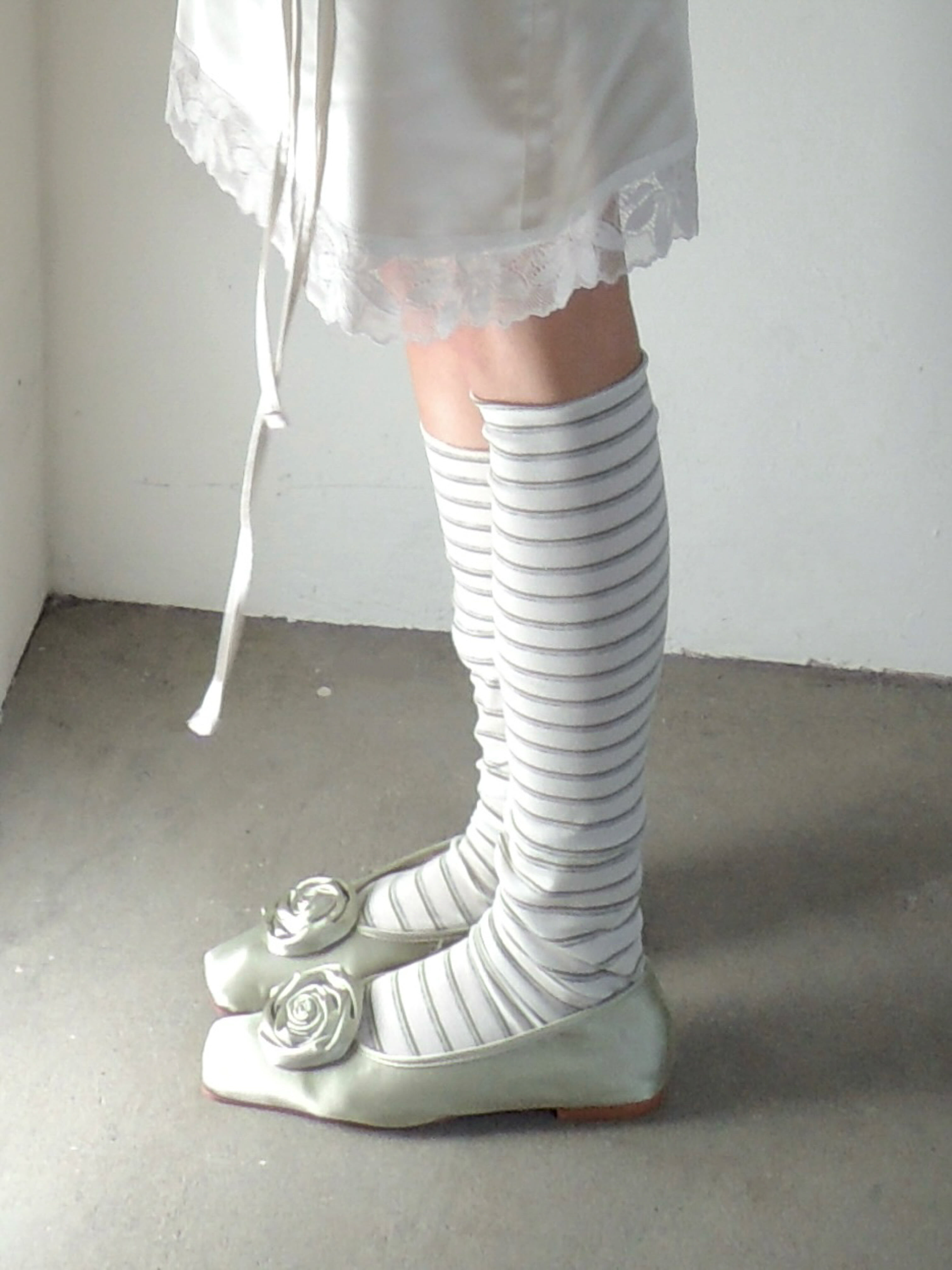 Portrait Seoul Green Stripe Loose Knee-socks 25-ACC-005
