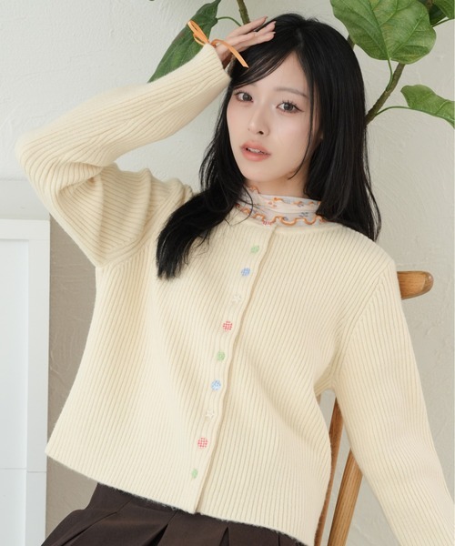#預購 🇯🇵日本26秋冬 kutir 繽紛拼色鈕扣羅紋針織開襟衫 6色