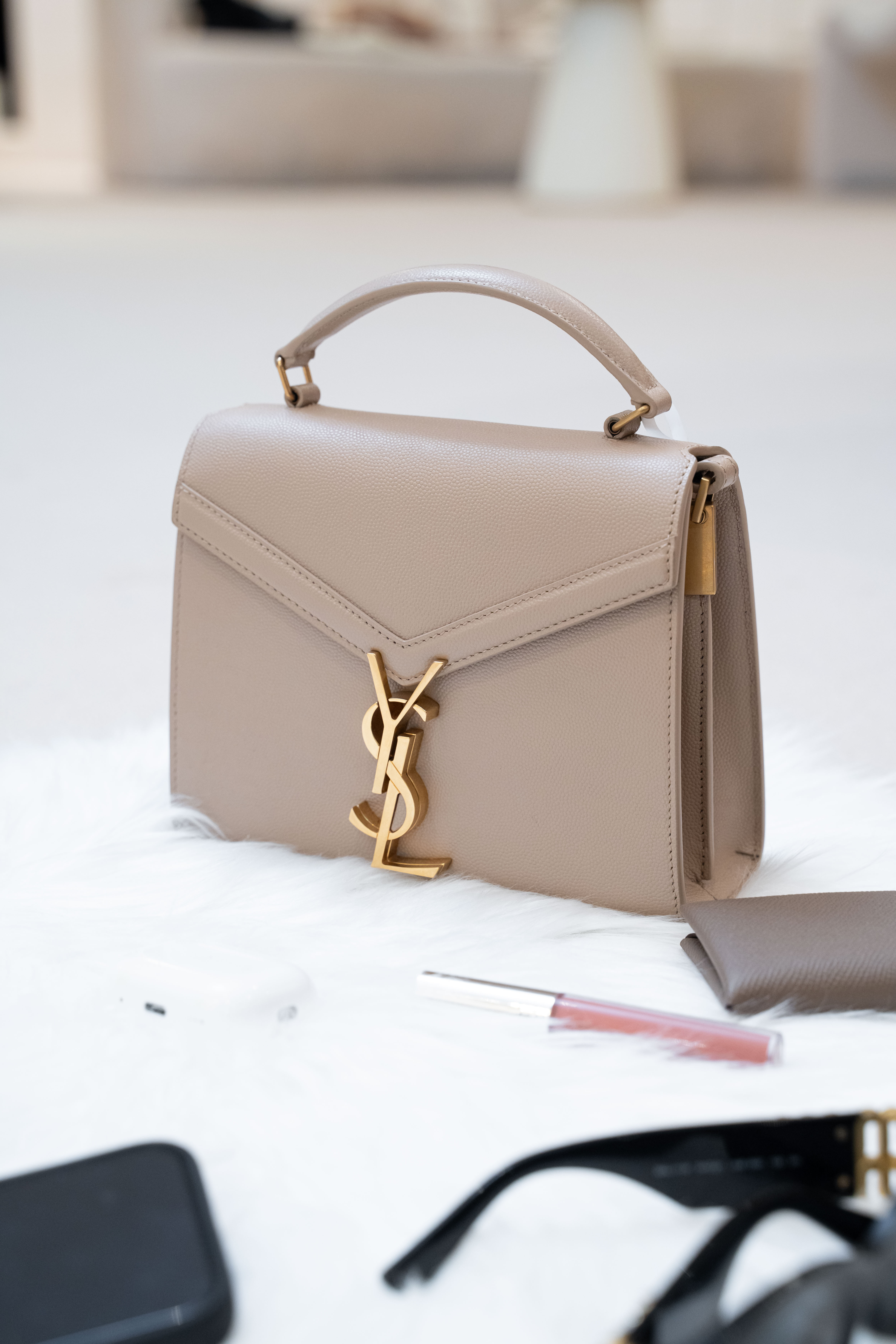 Saint Laurent Ysl cassandra mini top handle dark beige Bag