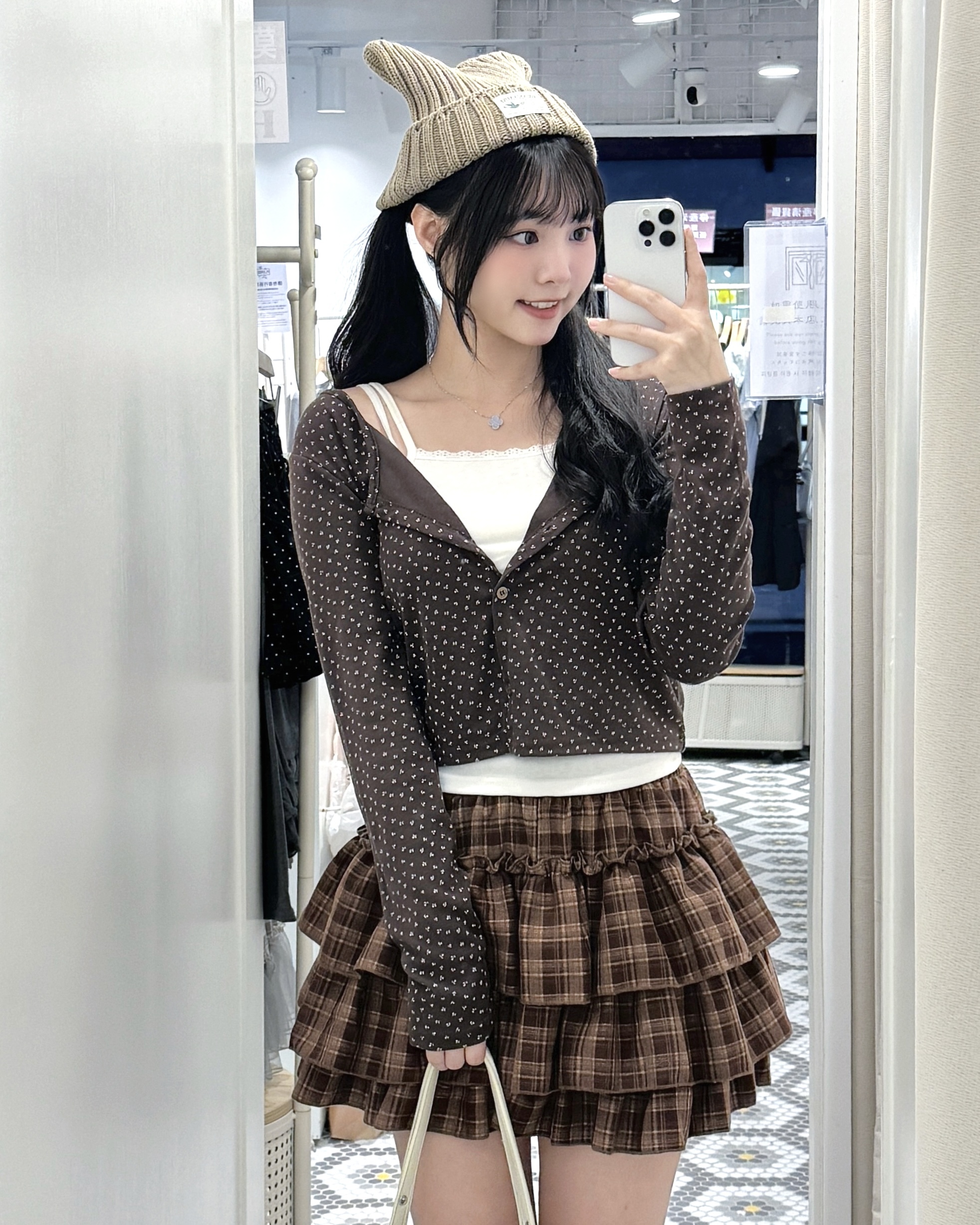S0303｜溫柔系小花邊背心連碎花排鈕長袖外套SET 🍂.ೃ࿔*:･
