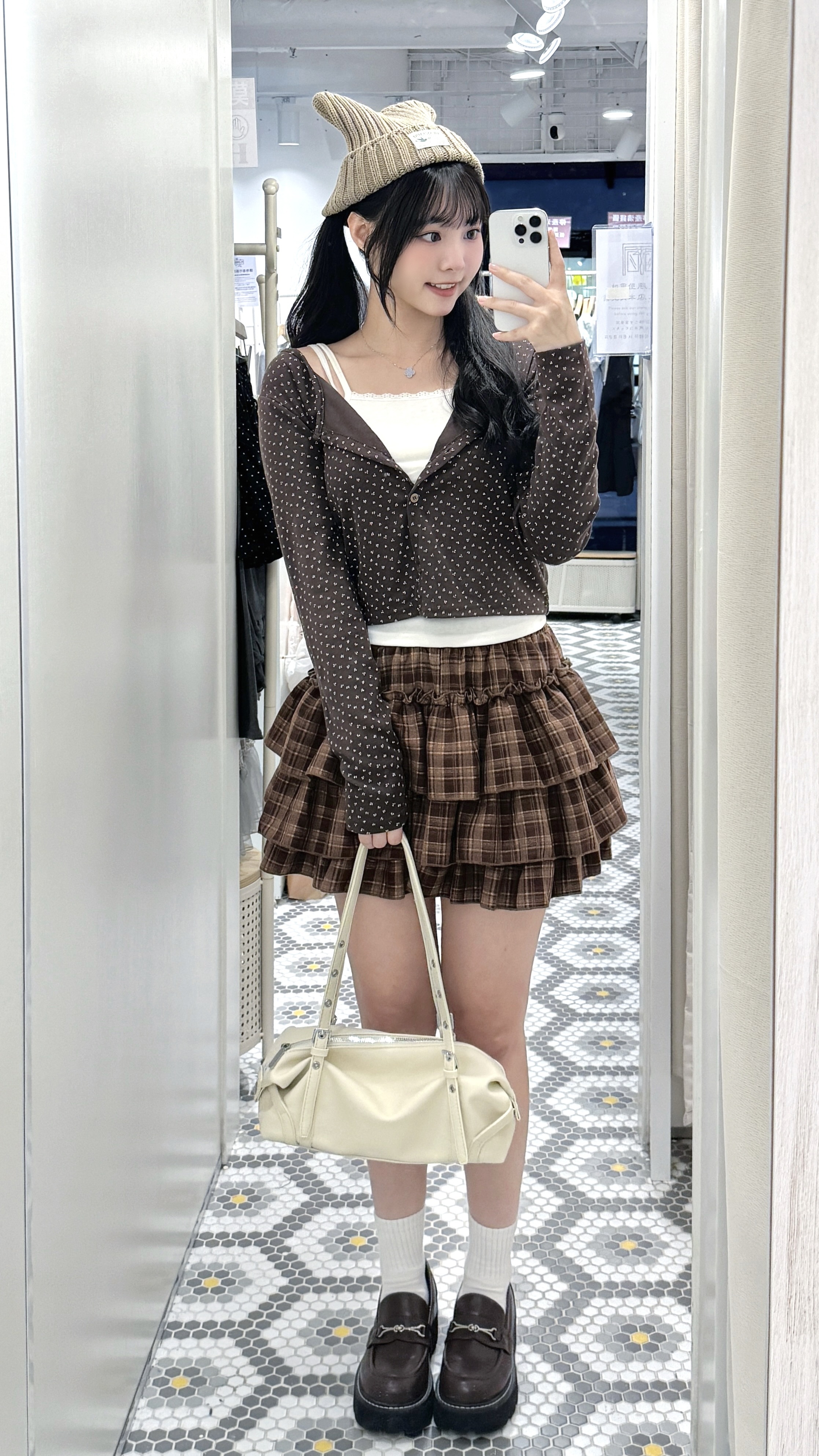 S0303｜溫柔系小花邊背心連碎花排鈕長袖外套SET 🍂.ೃ࿔*:･