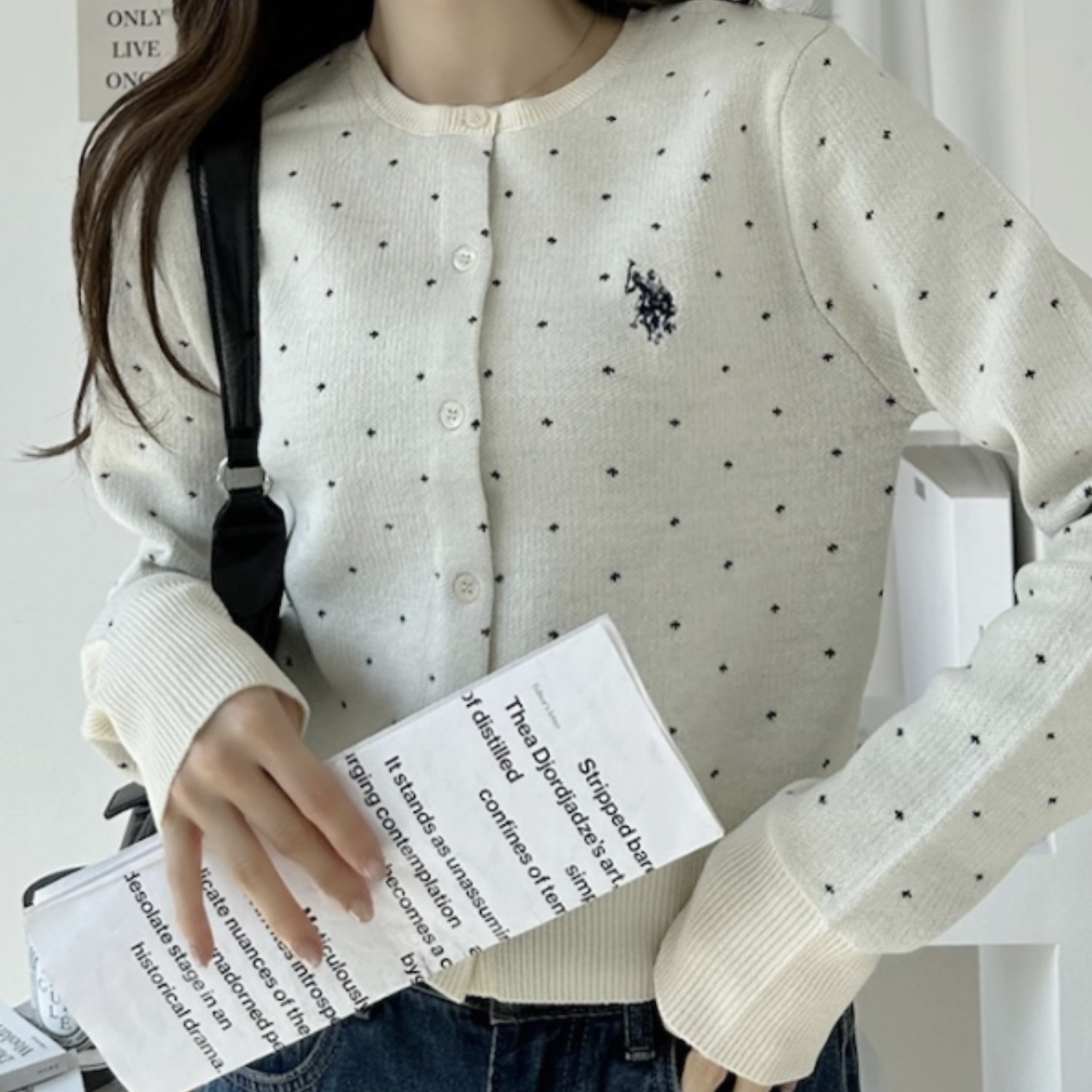 U.S. POLO ASSN. x Ada. 短版 波點開襟衫 小外套 長袖 三色 110232983