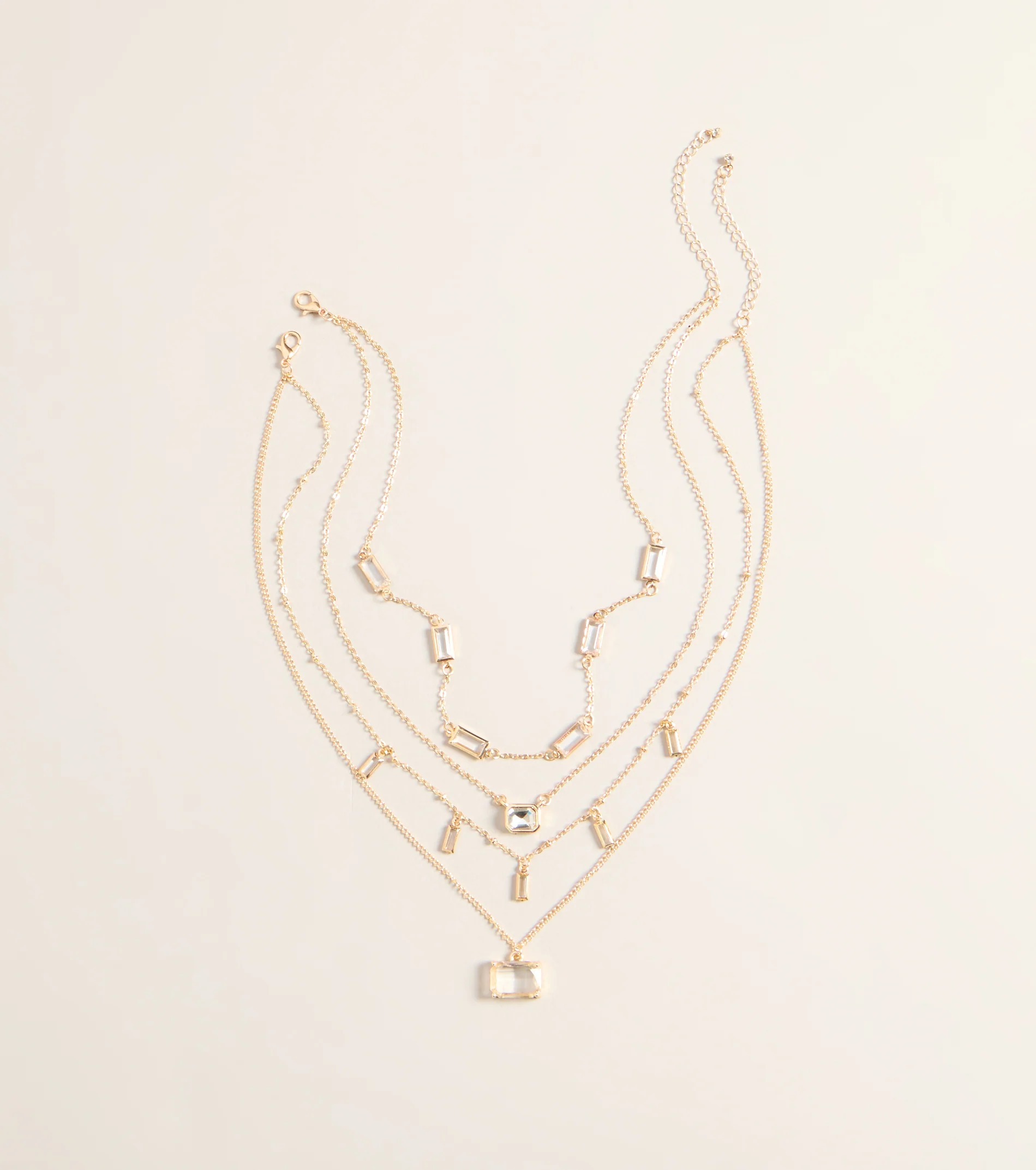 Lux Gold金色寶石飾層次項鍊