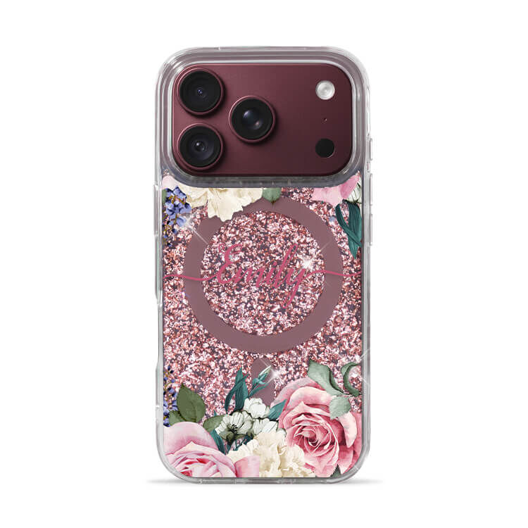 淡粉玫瑰 玫瑰金貝拉殼 (MagSafe兼容) - (訂製名字) iPhone客製化手機殼