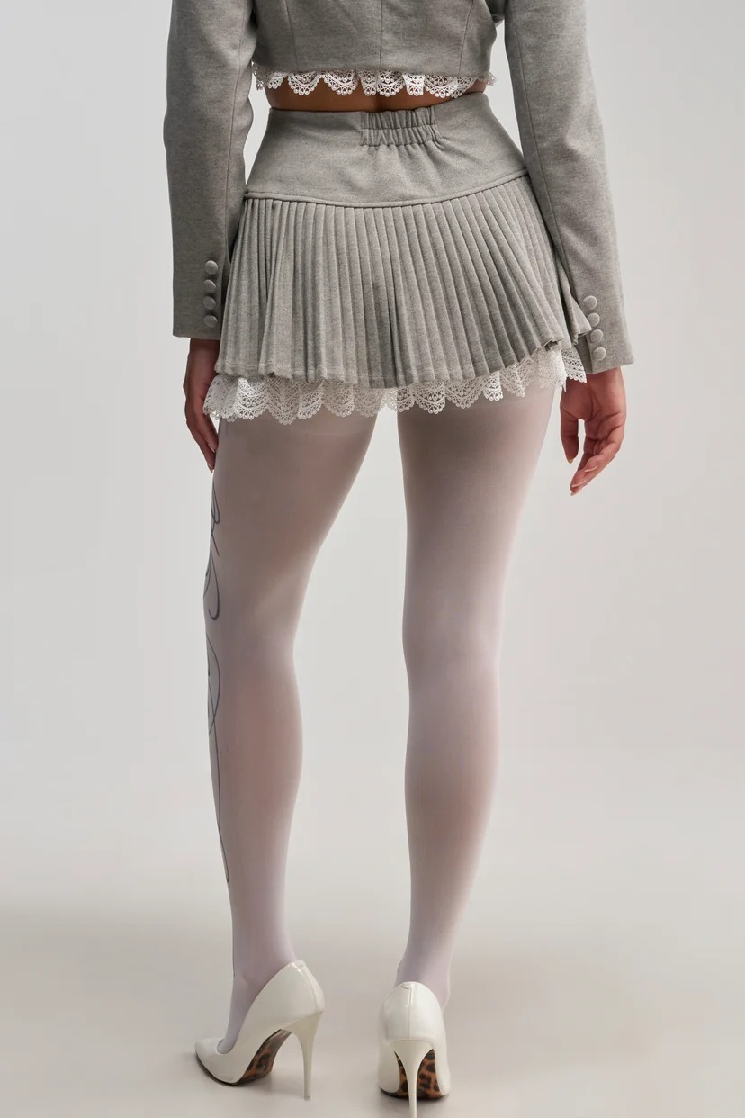 Little Charms冰蝴蝶結蕾絲花邊百摺Mini Skirt