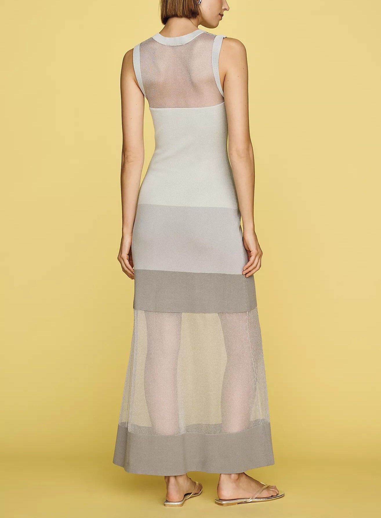 Mesh Grey冰灰色漸層亮紗針織Maxi Dress