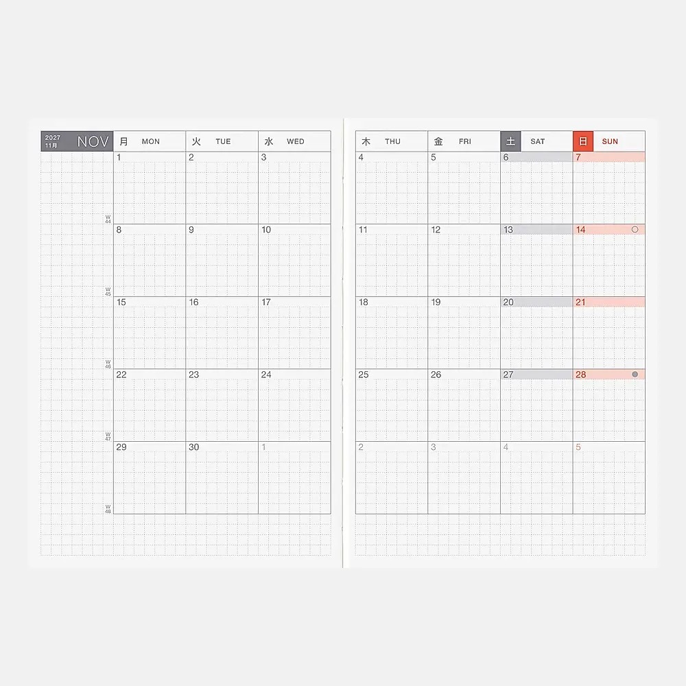 2027 Hobo手帳本體 A6英文版/ Techo Original｜日本Hobonichi ほぼ日手帳