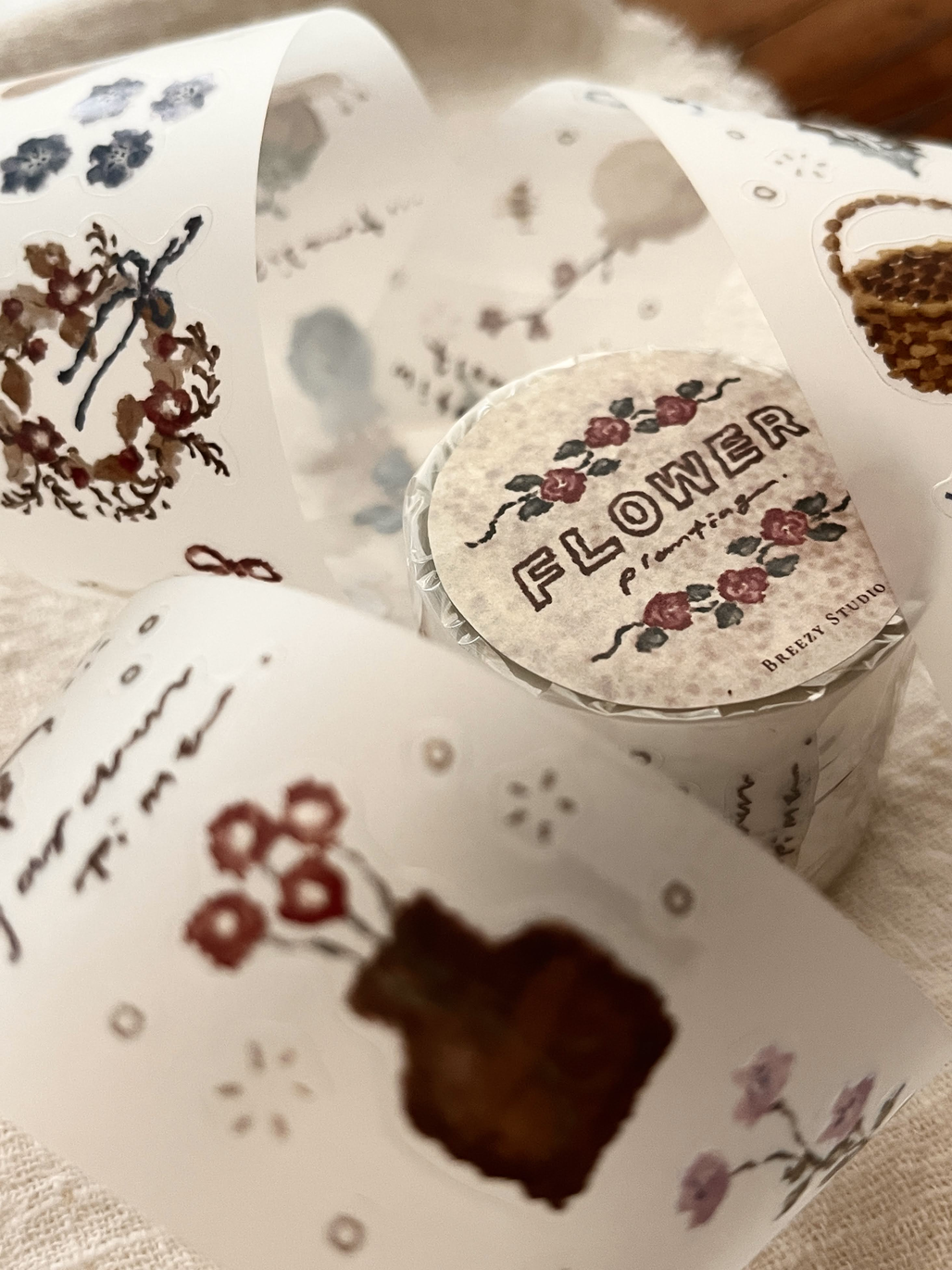 微瘋畫室．蒔花 3.5cm割型霧面PET膠帶 <整捲/分裝>