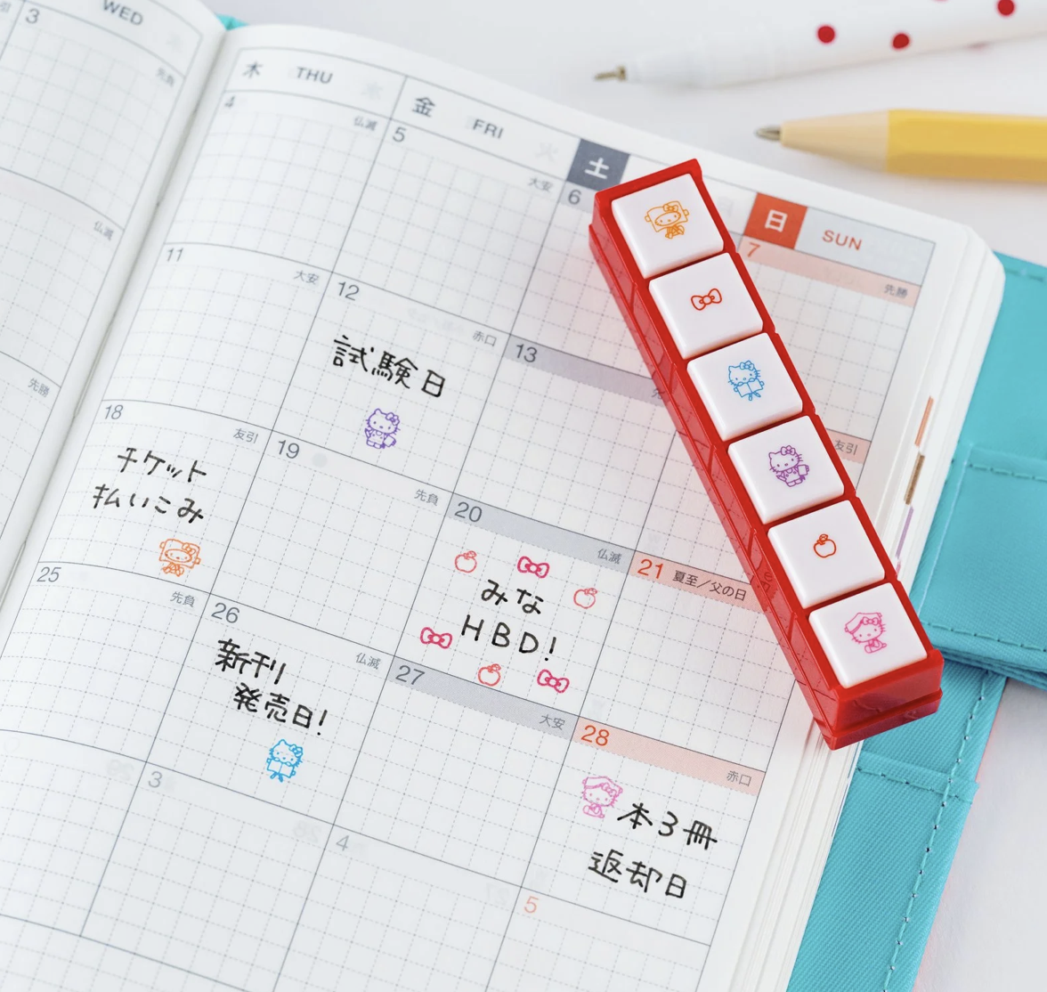 HELLO KITTY聯名 按鍵式連續印章｜日本Hobonichi ほぼ日手帳