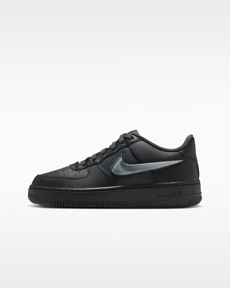 【預訂】 NIKE AIR FORCE 1 JELLY SWOOSH 全黑灰果凍剔-GS