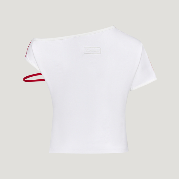 Adidas 愛迪達 Dce Os Tee KZ4233 女 T恤 運動上衣 休閒短袖 露肩 撞色 白
