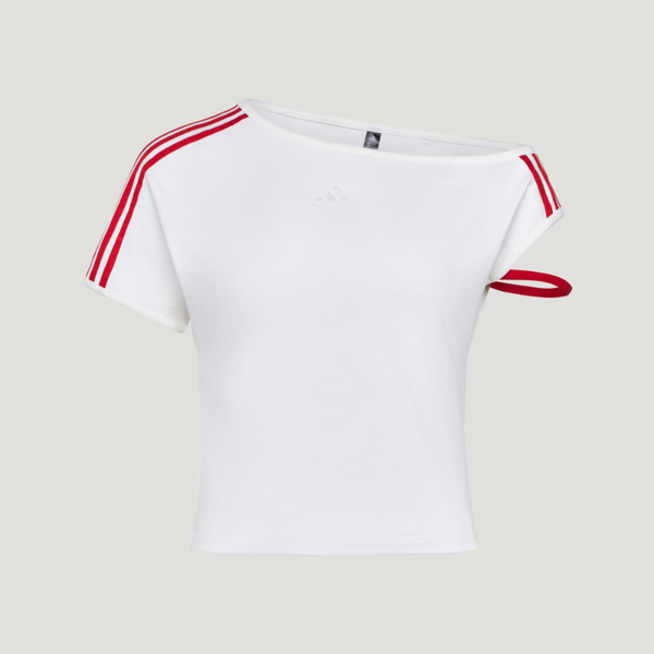 Adidas 愛迪達 Dce Os Tee KZ4233 女 T恤 運動上衣 休閒短袖 露肩 撞色 白