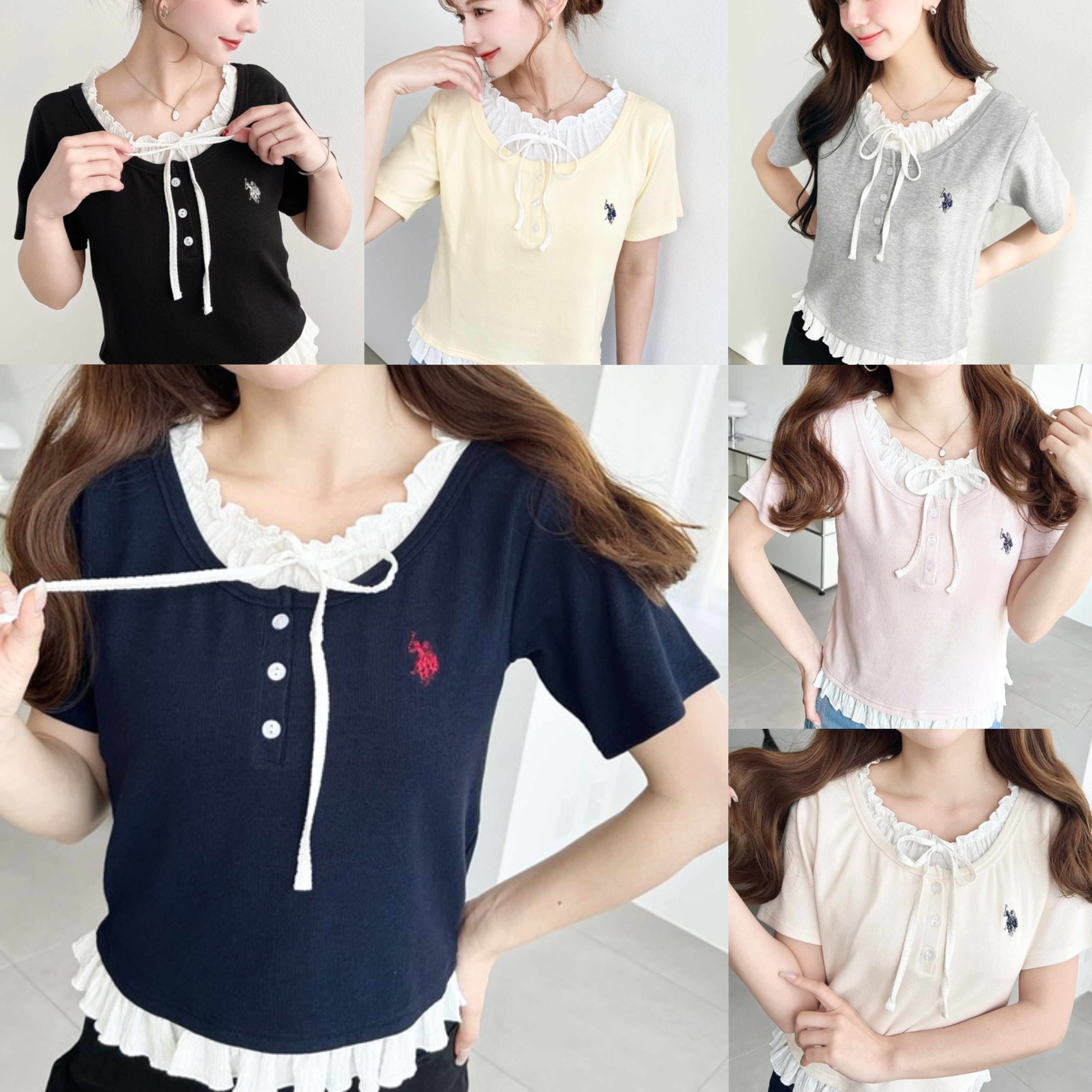 JP US POLO 假兩件Top