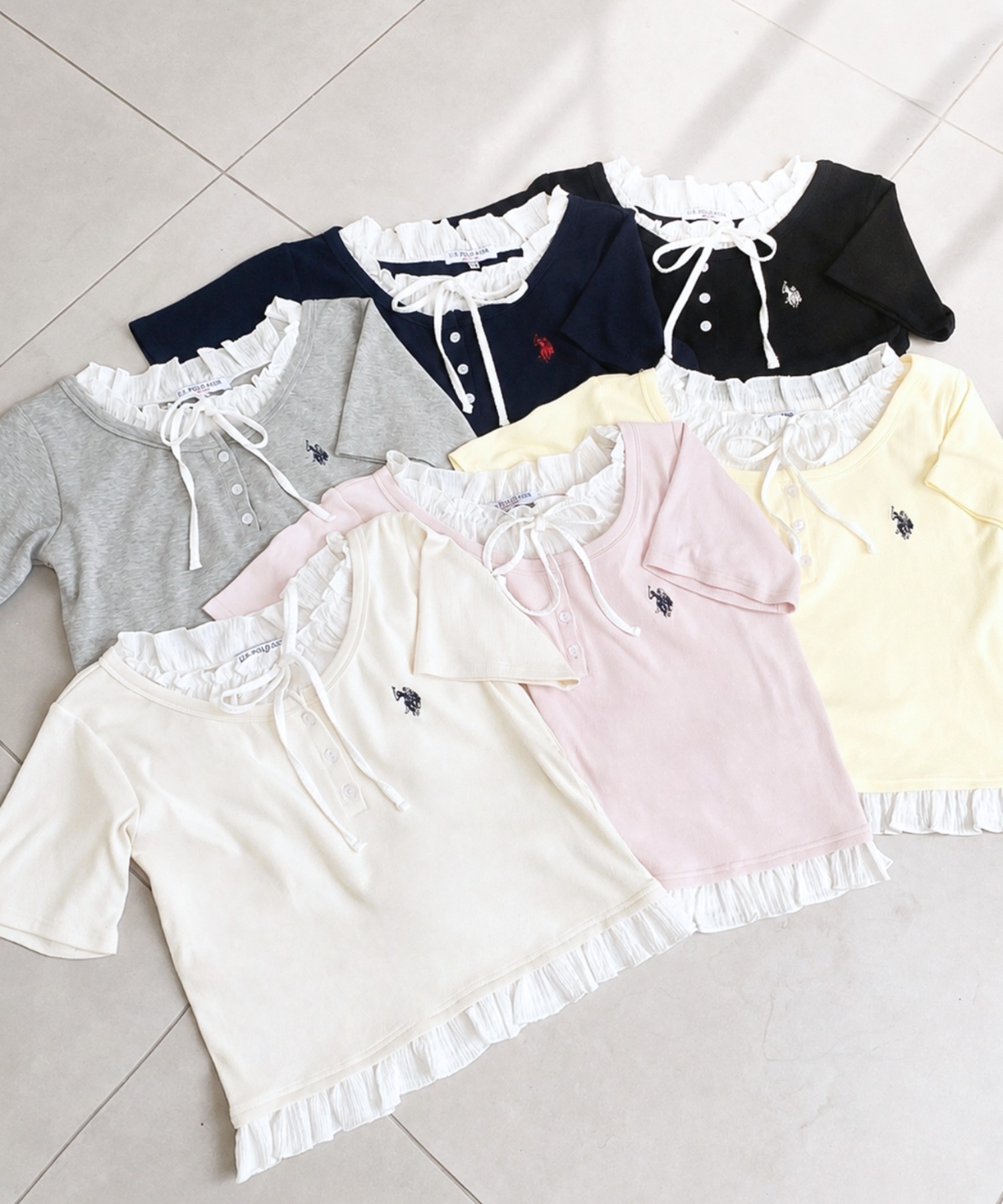 JP US POLO 假兩件Top