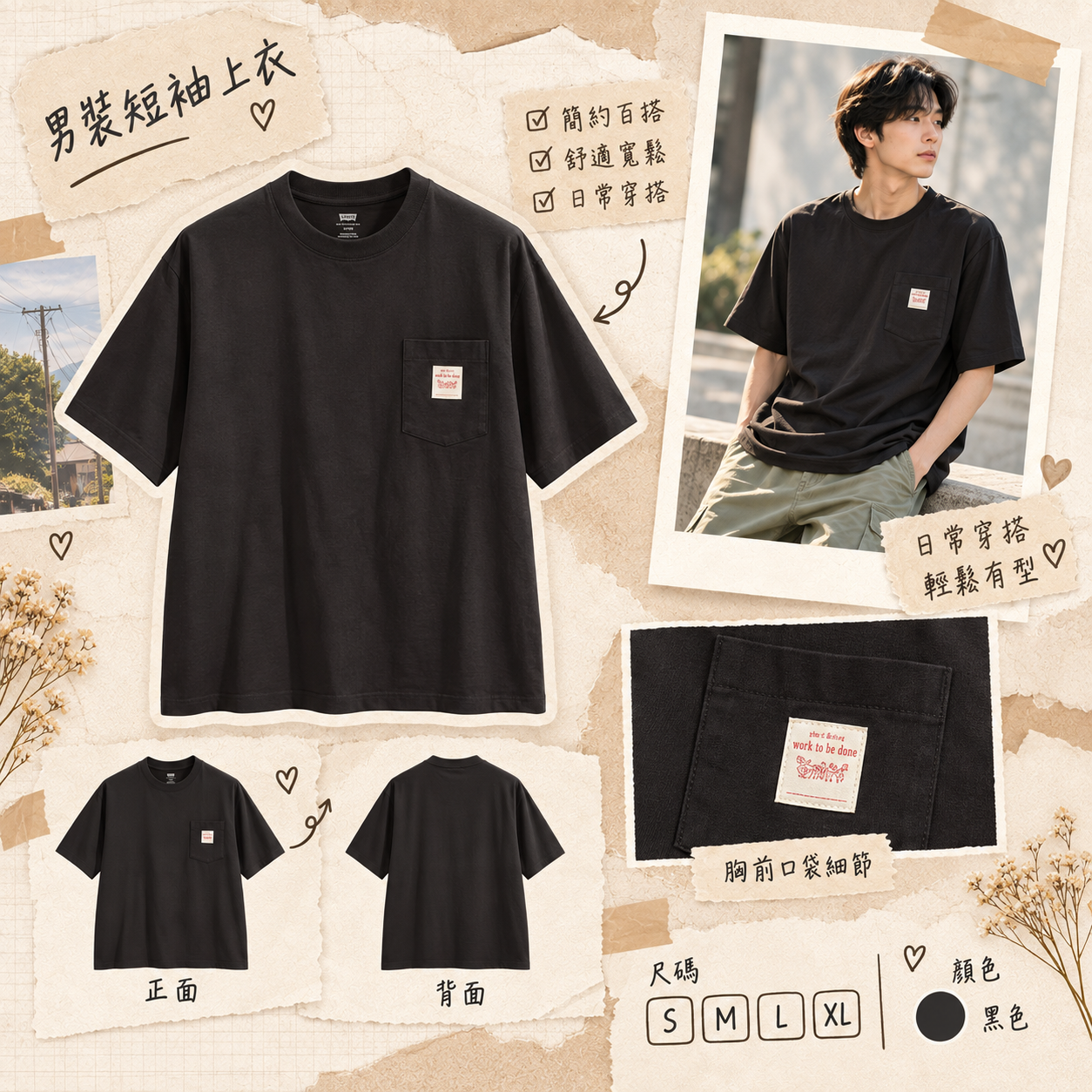 【預購】LEVIS N092550 男裝短袖上衣 (黑色)