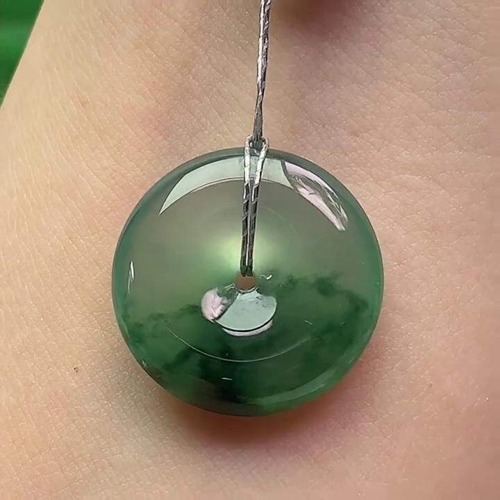 翡翠冰種飄花平安扣 (18.7mm直徑),天然翡翠A玉, 緬甸玉, Jade, Jadeite