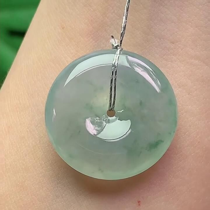 翡翠冰種飄花平安扣 (23mm直徑),天然翡翠A玉, 緬甸玉, Jade, Jadeite