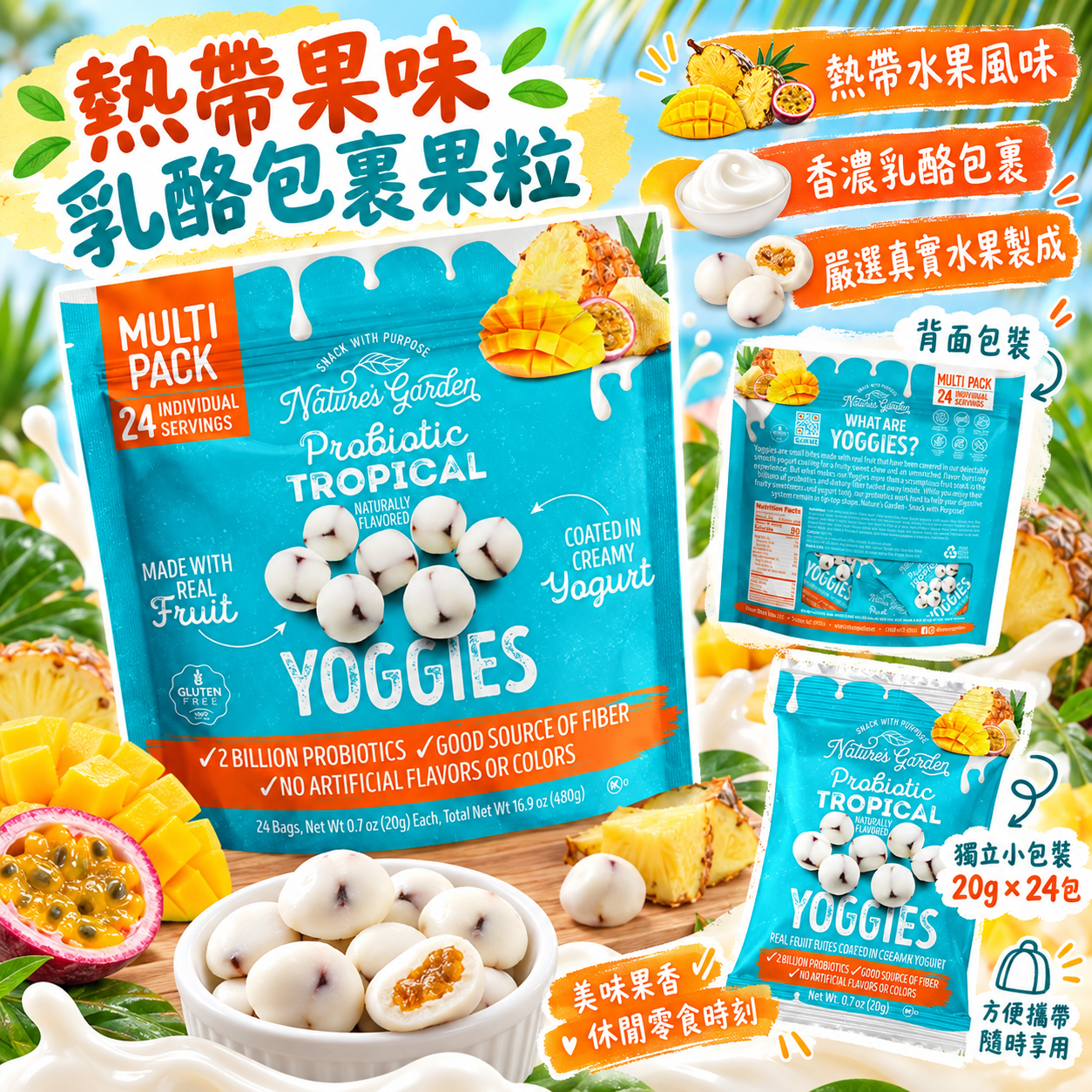 【預購】Nature's Garden N092559 益生菌熱帶水果軟糖 (20g × 24包)