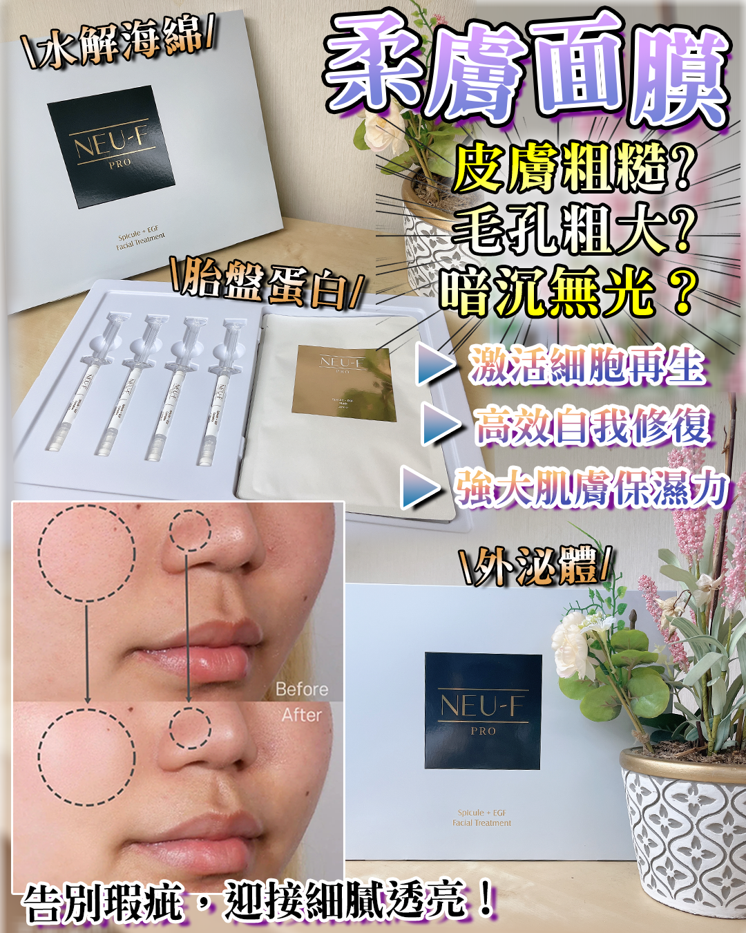Neu-F Pro Spicule + EGF Facial Treatment 6set