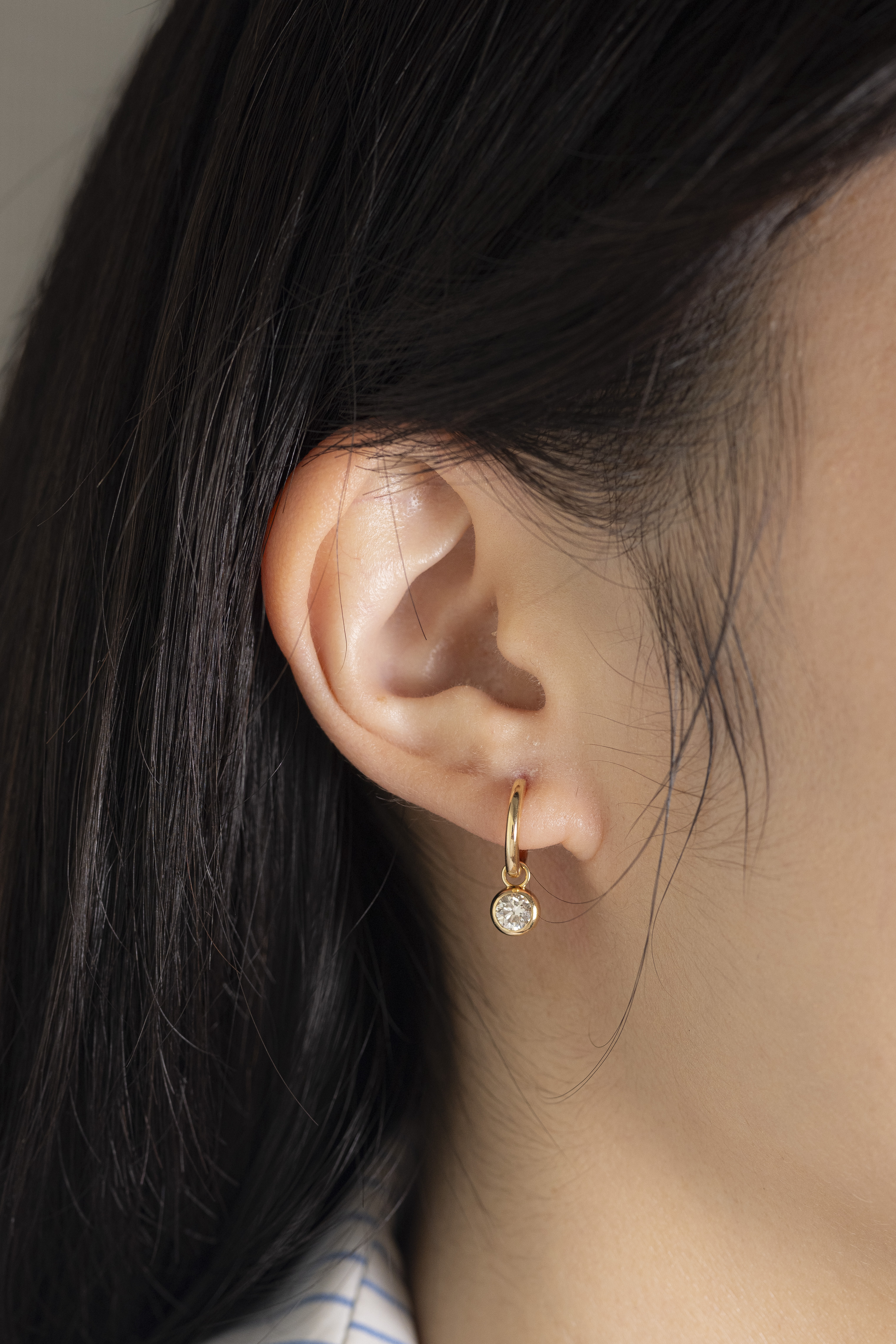 18K 0.80ct Bubble Diamond Hoop Earrings