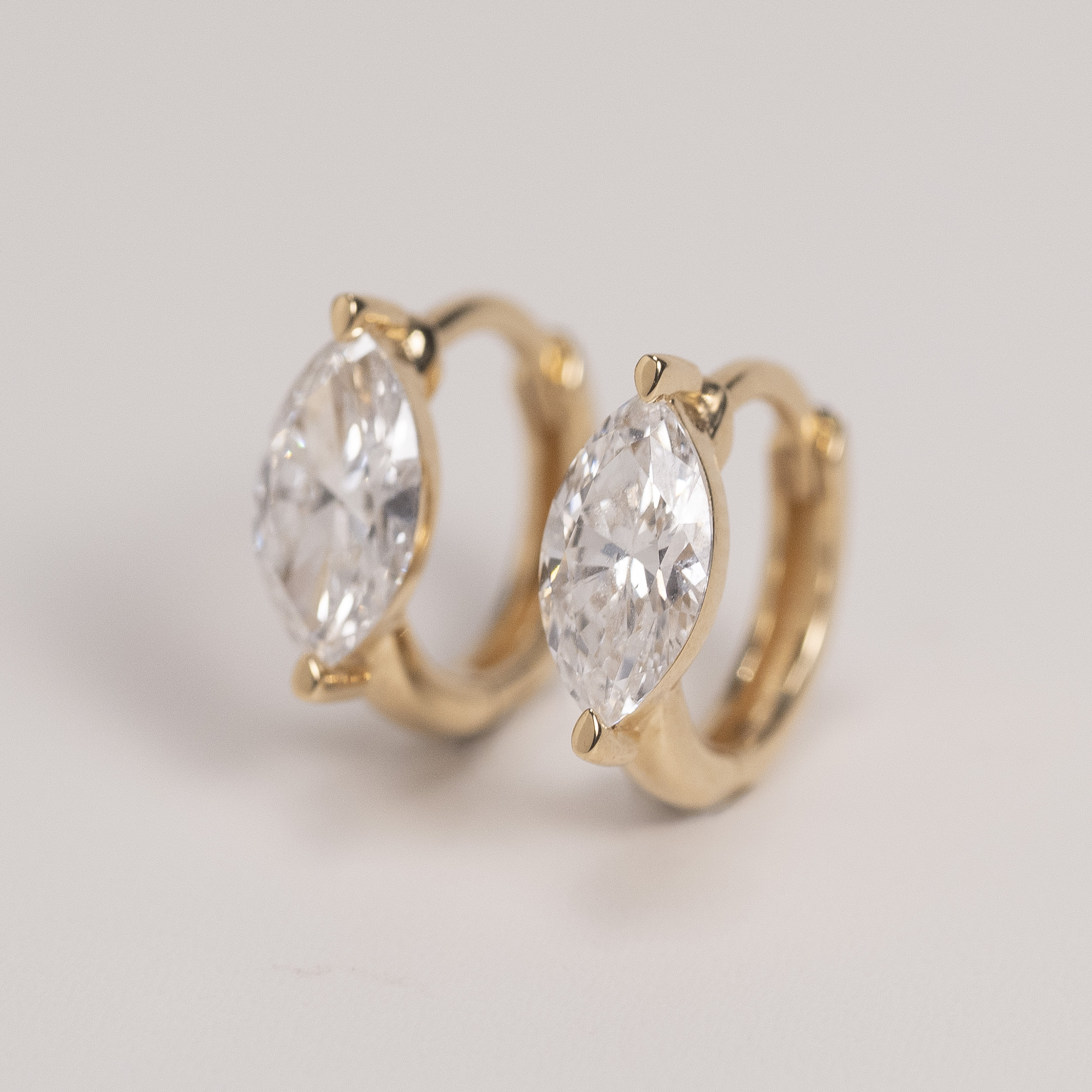 18K 1.00ct Marquise Diamond Hoop Earrings