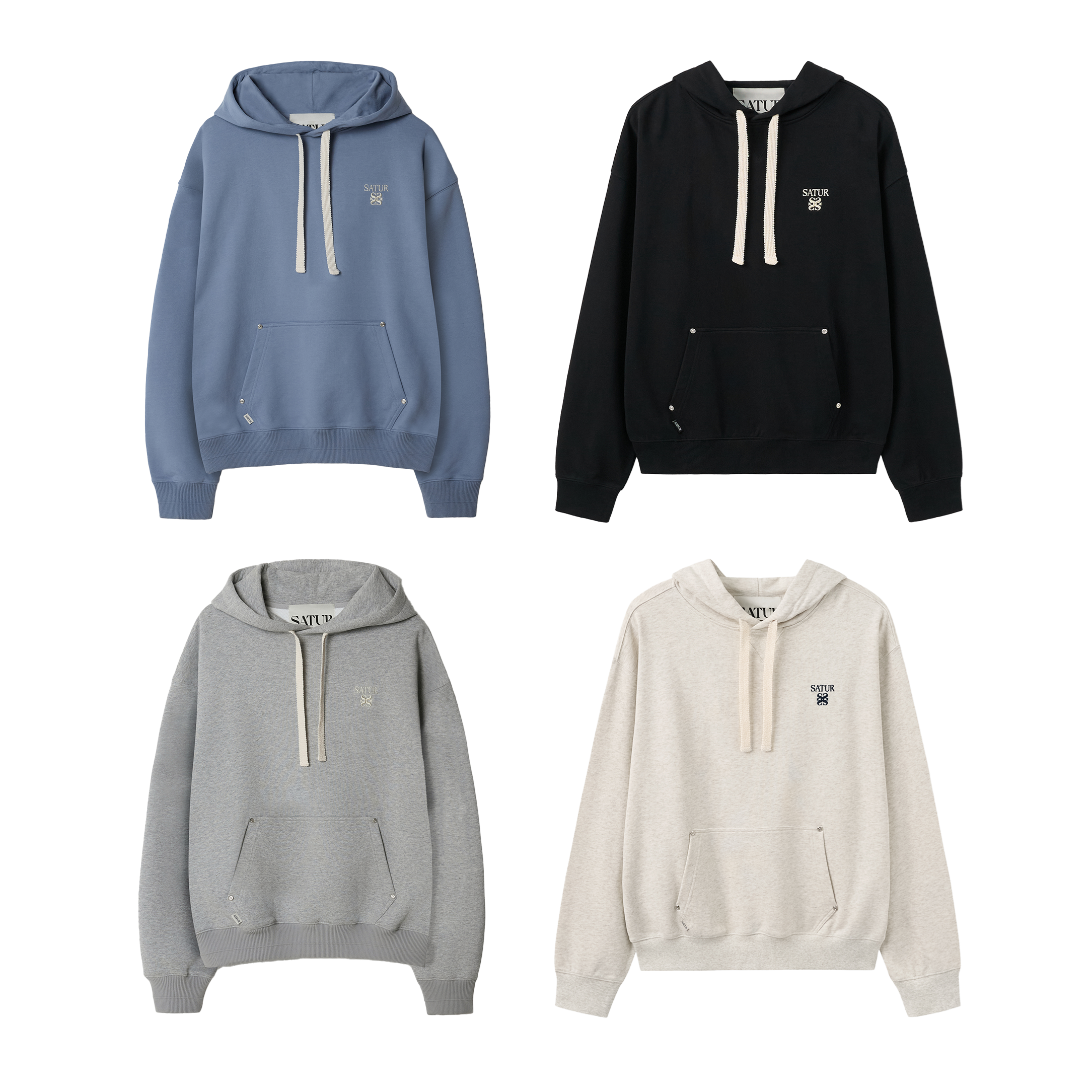 【1】SATUR Loren Small Logo Rivet Hoodie - 4色選擇