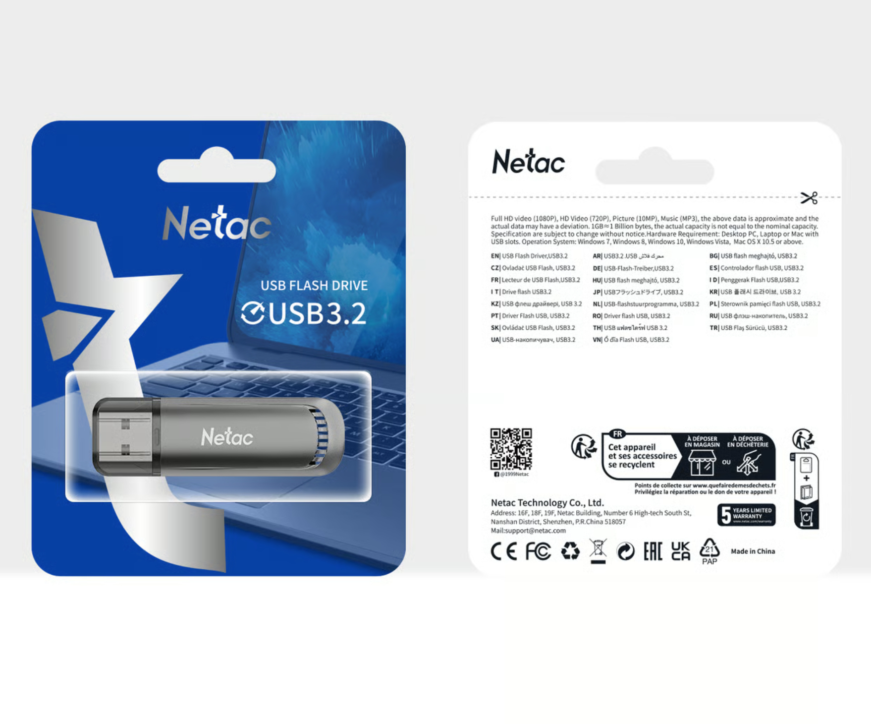 NT03UA61B-064G-32GM Netac UA61 USB-A 3.2 隨身碟 - 64GB