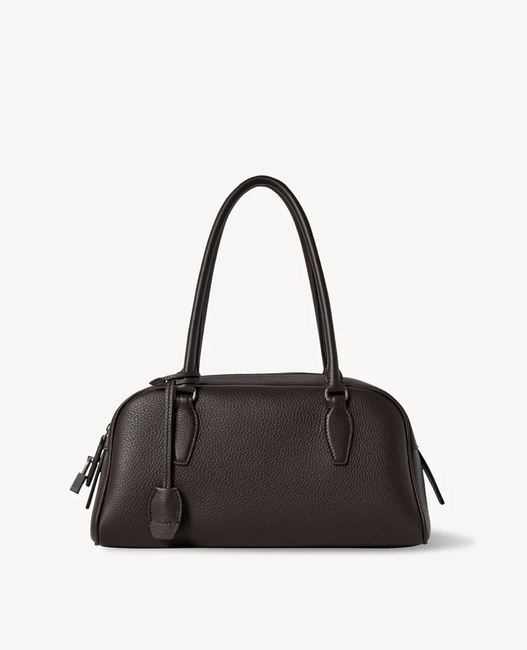 The Row Small E/W India Leather Bag Deep Brown