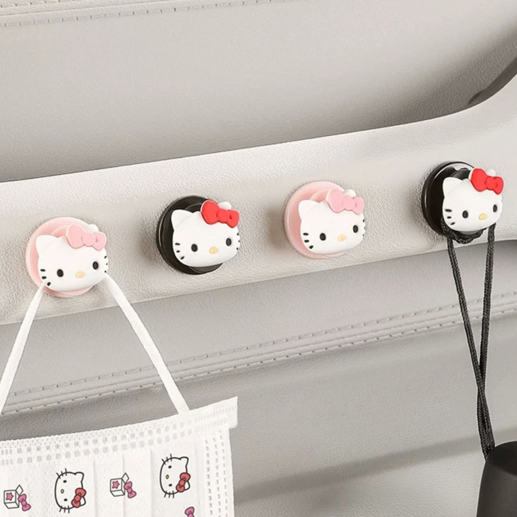 Hello Kitty Sanrio 黏貼式迷你掛鉤套裝  數據線充電收納線掛鉤