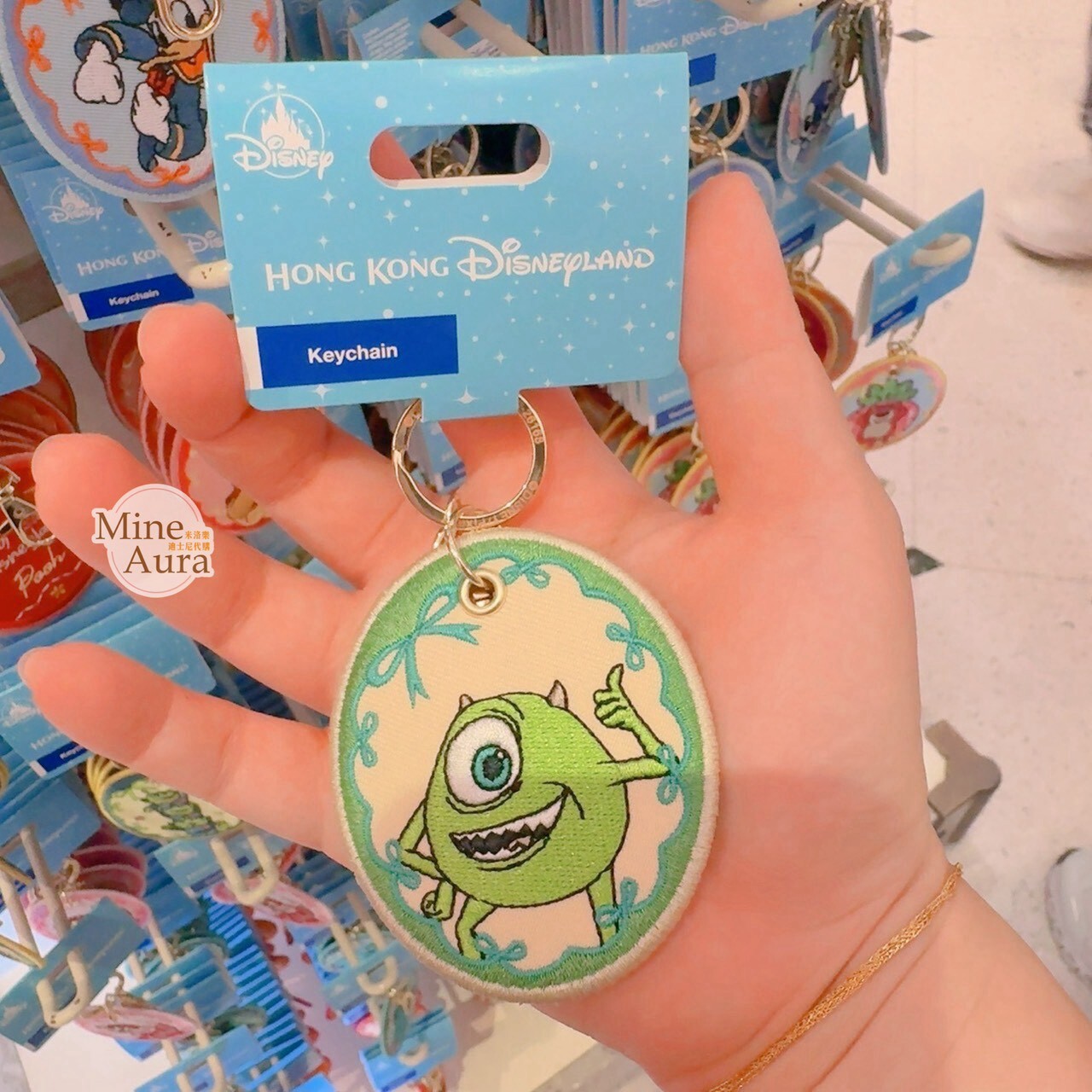 刺繡系列 大眼仔 Mike Wazowski 鑰匙圈 吊飾 怪獸電力公司 Monsters, Inc. -香港迪士尼樂園