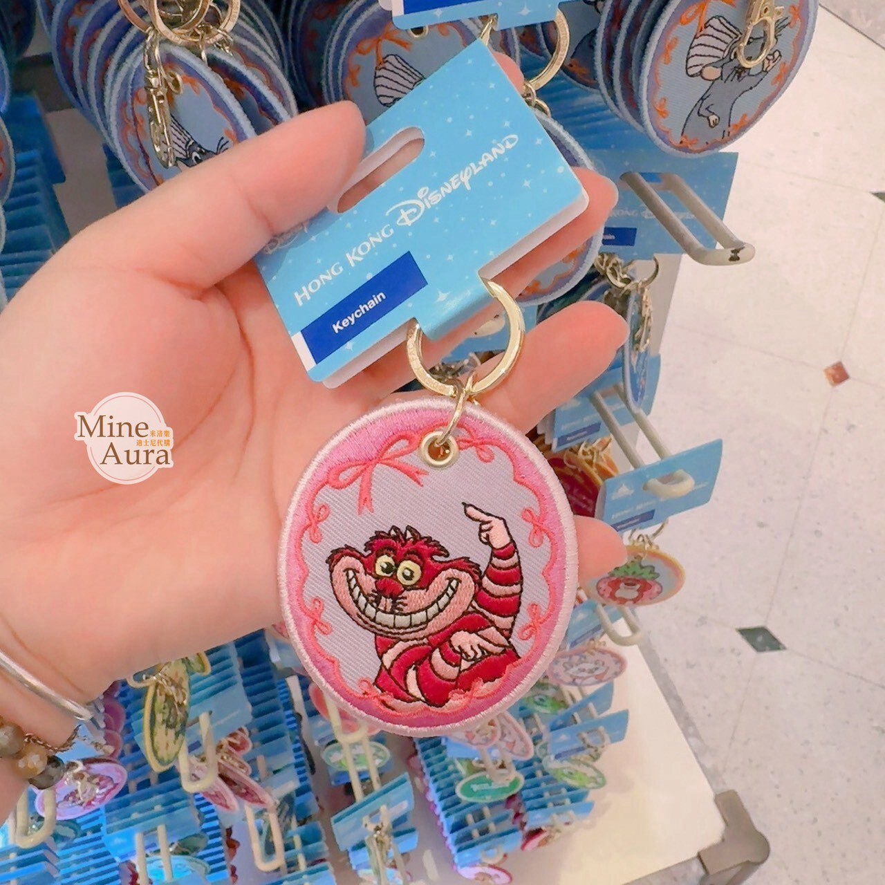 刺繡系列 柴郡貓 The Cheshire Cat 妙妙貓 鑰匙圈 吊飾 愛麗絲夢遊仙境 Alice in Wonderland -香港迪士尼樂園