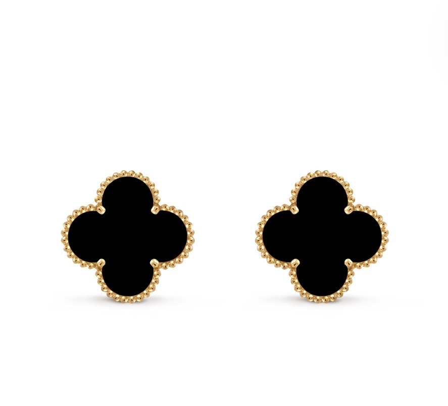 Van Cleef & Arpels Magic Alhambra 18K 黃金縞瑪瑙四葉草小號耳環