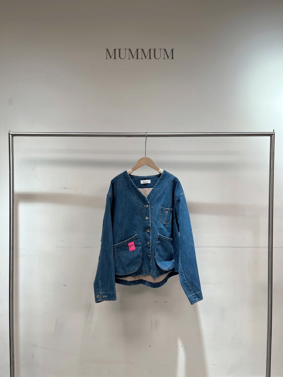 0213623a/迷你蝴蝶結色彩鈕扣牛仔外套 48/51/24[不可用coupon]