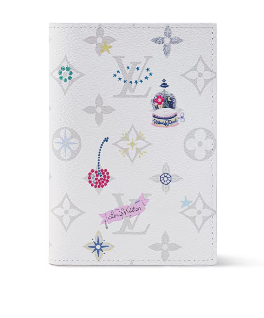 Louis Vuitton Monogram White Leather Festive Passport Cover  Holder白色手繪皮革護照套