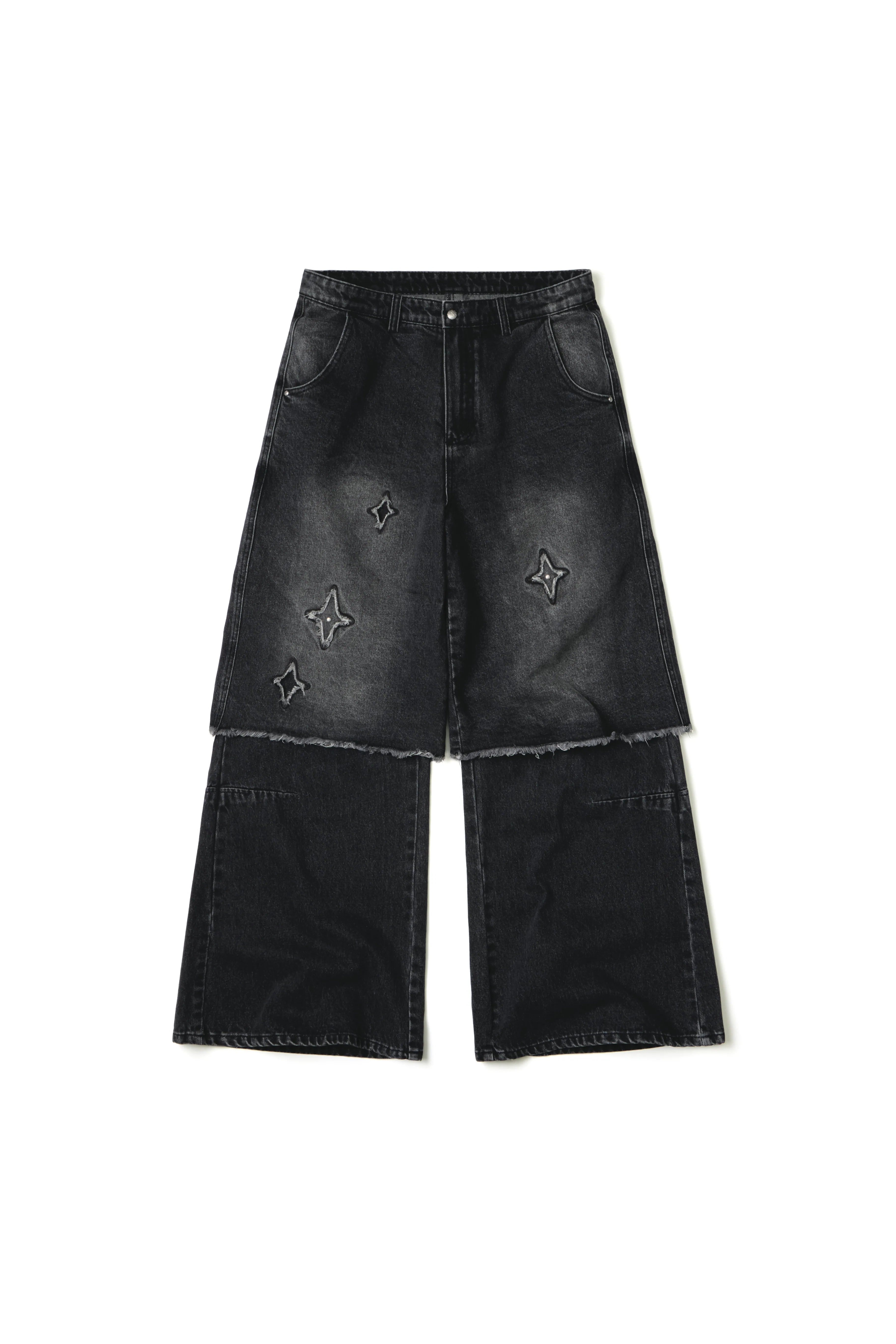 【車庫服飾】ARC ROOM STAR EMBROIDERED LAYERED JEANS