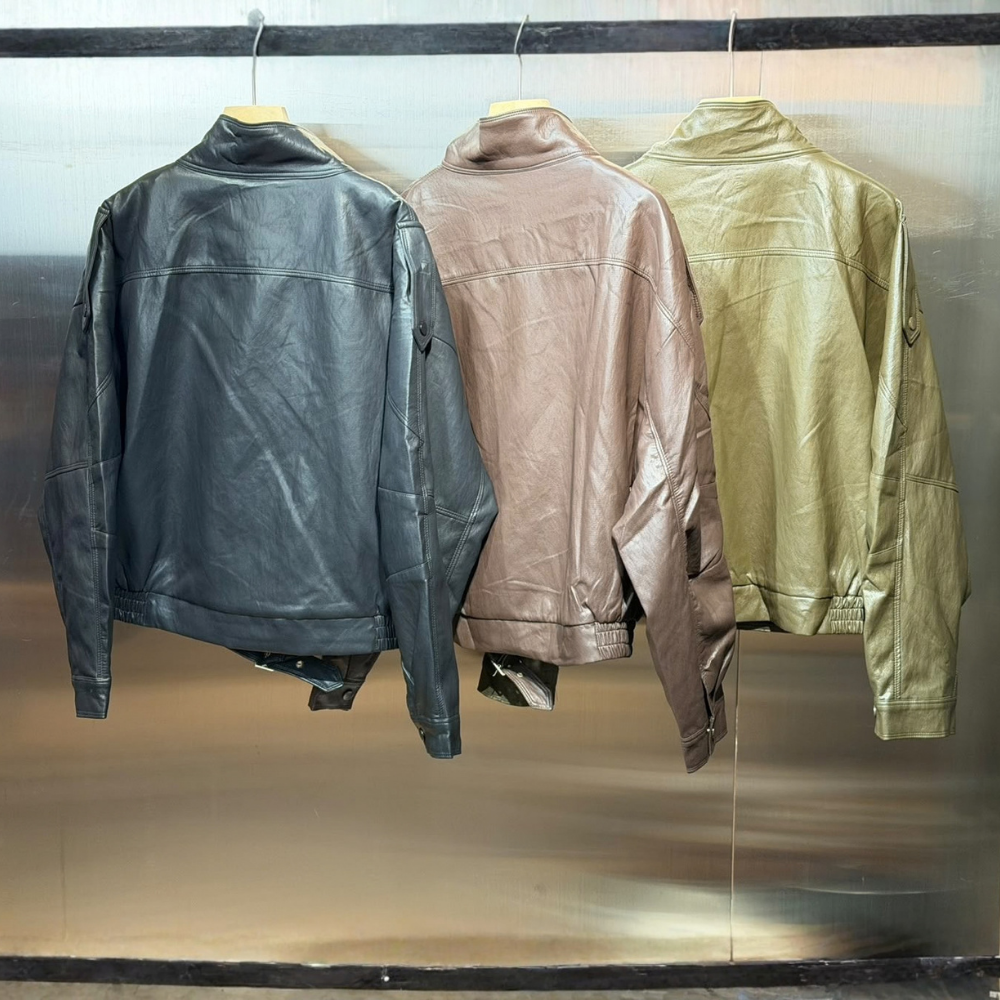 JAC-CCG0926-003 拉鏈半橡筋腰皮褸 (A3啡色/B3黑色/C3草綠色)(M/L) [A0902-9602]