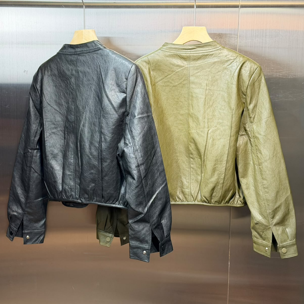 JAC-CCG0926-006 短款皮褸 (A6草綠色/B6黑色)(M/L) [A0902-9511]