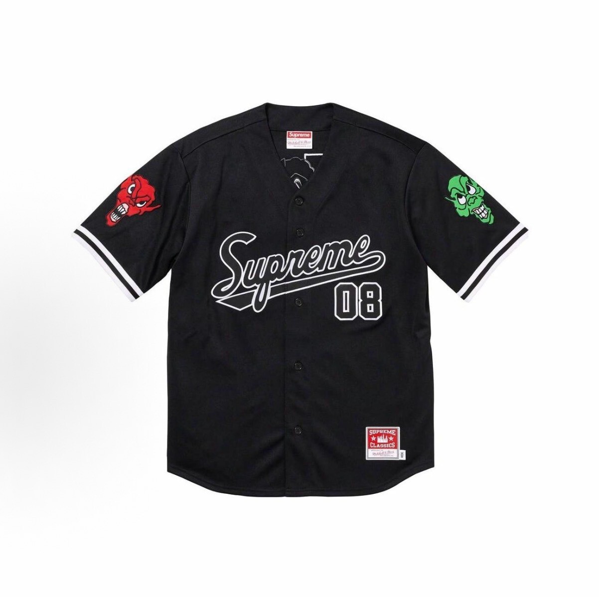 【Focus Store】現貨 Supreme FW23 M&N Characters Baseball Jersey "Black" 球衣 黑色