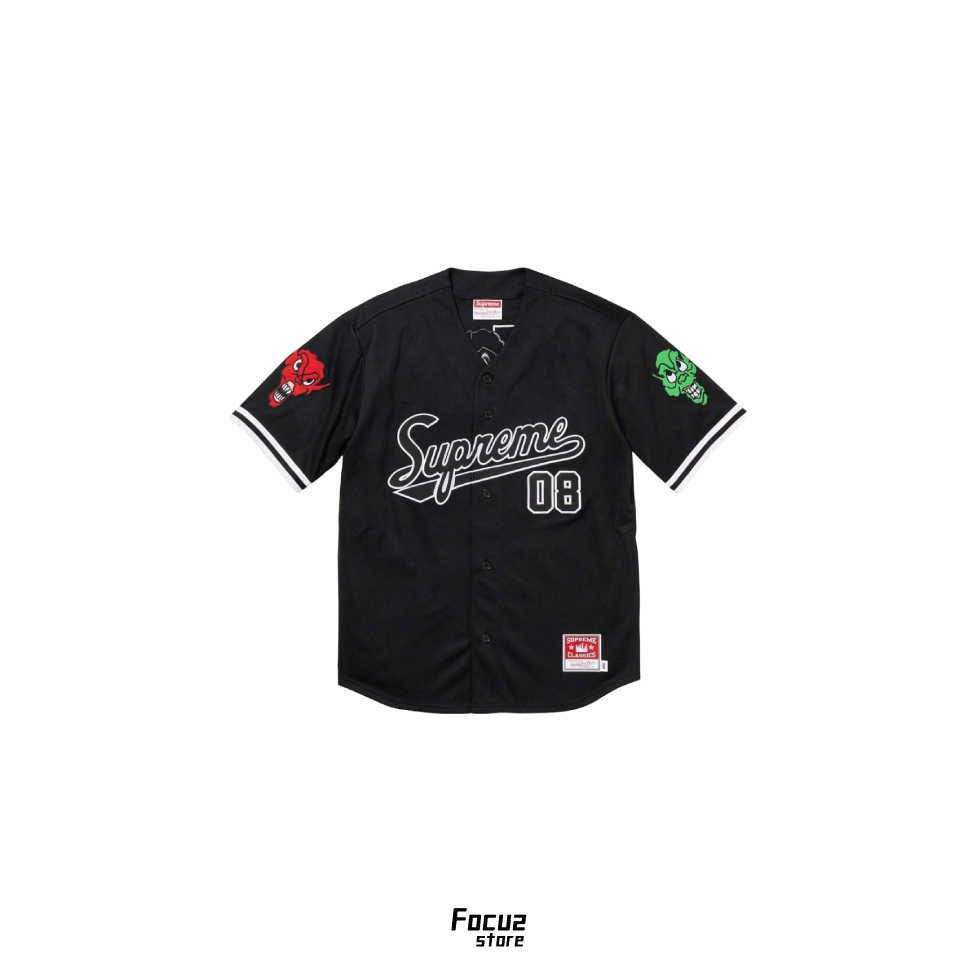 【Focus Store】現貨 Supreme FW23 M&N Characters Baseball Jersey "Black" 球衣 黑色